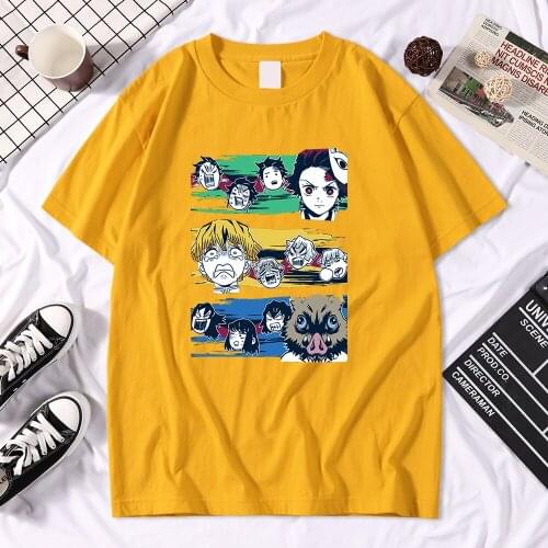 Anime Character Demon Slayer Print For Men T-Shirts Simplicity Quality Tshirt Streetwear Cool Tee Comfortable Fit Tshirts Mans