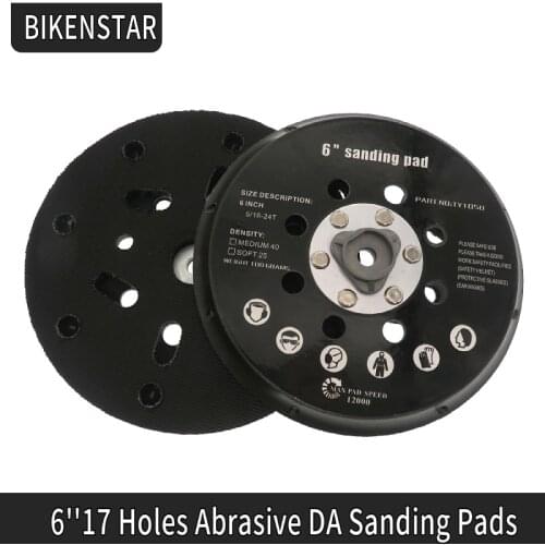 Flexible Backing Plate 6" 150mm 5/16”-24 Threads 17 Hole Hook & Loop Abrasive Face DA Sanding Pads for Dual Action Polisher