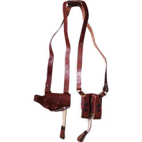 YT HOBBY Colt 1911 5 "Horizontal Shoulder Holster With Magazine Real Leather Underarm Vertical Pistol Firearm Gun Holster Punch