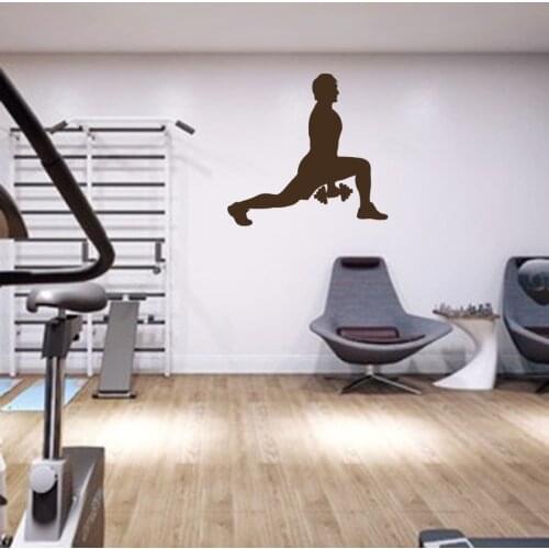 HDJWU Vinyl Sticker Sport Team Fitness Training Barbell Weight Bodybuilder Athlete Gym Wall Decal Sports Club Home Decor Mural f