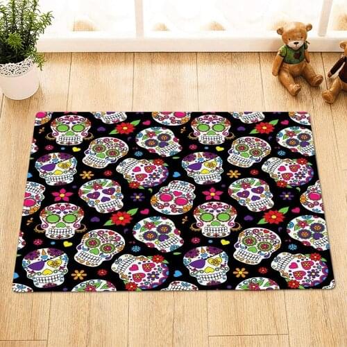 Halloween Colored Sugar Skull Bathroom mat anti-slip floor indoor entrance door mat floor mat children 40X60CM accessories