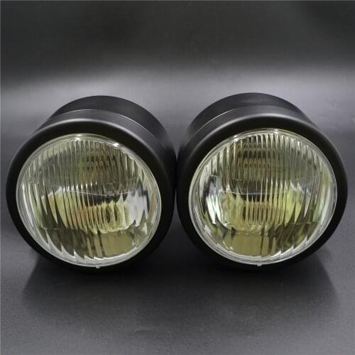 JAER 4-1/4'' 55W Matt Black Twin Dominator Motorcycle Headlight Halogen Light Dual Streetfighter Cafe Racer Custom Dirt Bike