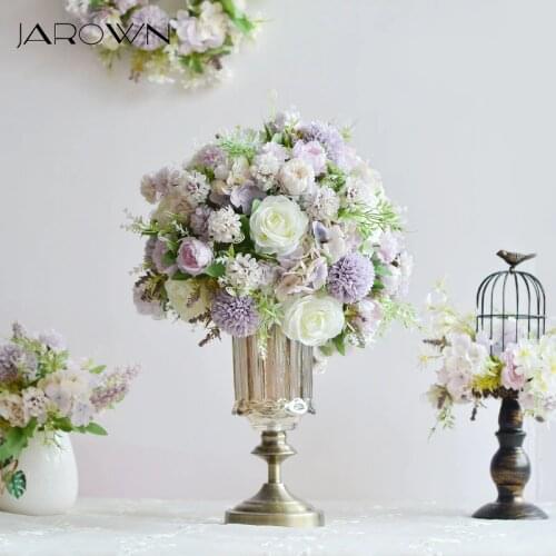JAROWN Artificial Flower Floral Bird Cage Potted Garland Rose Flower Ball Set Wedding Table Flowers Centerpiece Decor Home Decor