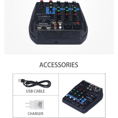 Sound Mixing Console Record 48V Phantom Power Monitor AUX Paths Plus Effects 4 Channels Audio Mixer with USB