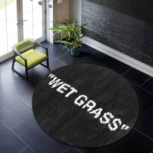 Wet Grass Grey Pattern Round Rug, Grey Round Carpet, Circle Area Rug, Modern Round Carpet, Popular Rug, Rug, Home Decoration