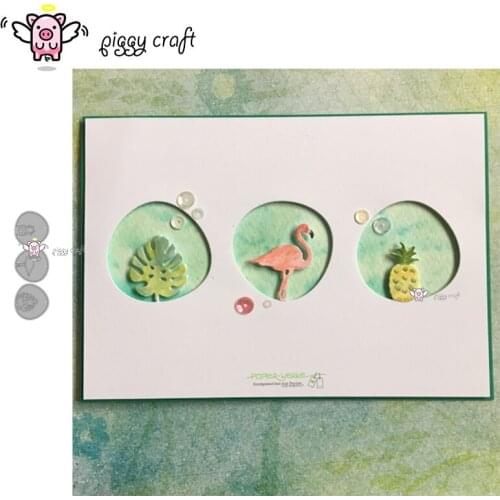 Piggy Craft metal cutting dies cut die mold Flamingo leaf pineapple circle Scrapbook paper craft knife mould blade punch stencil