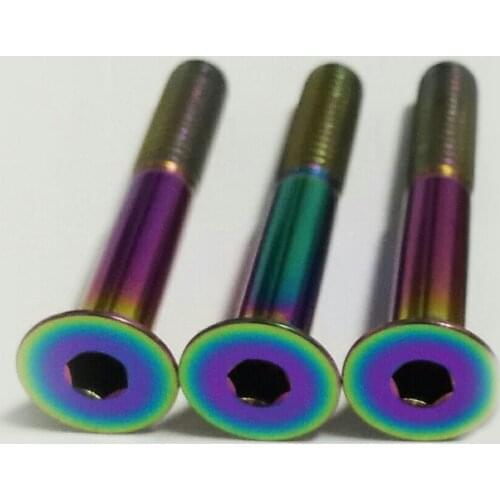 Multicolor 2pcs M6 titanium alloy screw bolt Allen flat head screws countersunk hex socket cup bolts Ti machine thread nail