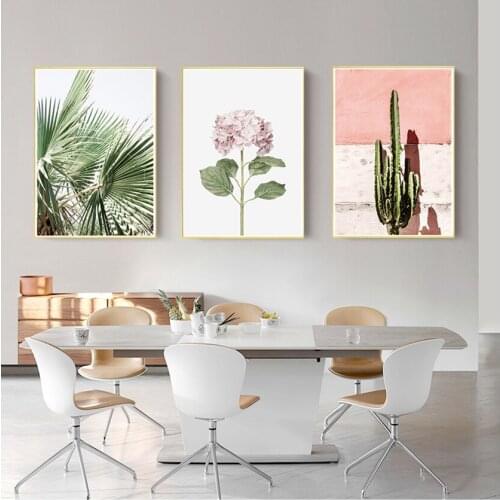 Print Picture Wall Nordic Home Decoration Pink Cactus Green Plant Flower Creative English Canvas Painting Art Abstract