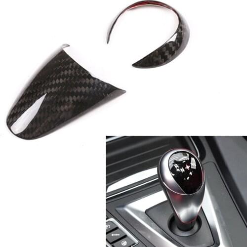 Real Carbon Fiber Car Gear Shift Knob Head Decoration Cover Trim Stickers For BMW M3 2014 2015 2016 2017 2018 2019 Car Styling