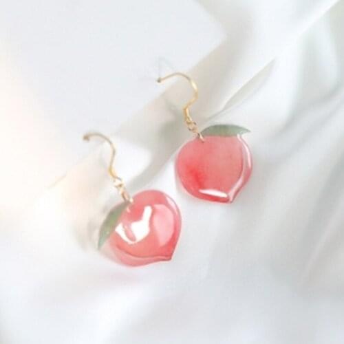BLIJERY 2020 New Arrival Korean Trendy Acrylic Pink Peach Drop Earrings For Women Cute Sweet Jewelry Fashion Fruit Oorbellen