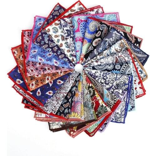 Cotton Handkerchief New 24x24cm Printing Flower Paisley Pocket Squares Fashion Vintage Suit Vintage Pocket Towel Hanky for Men