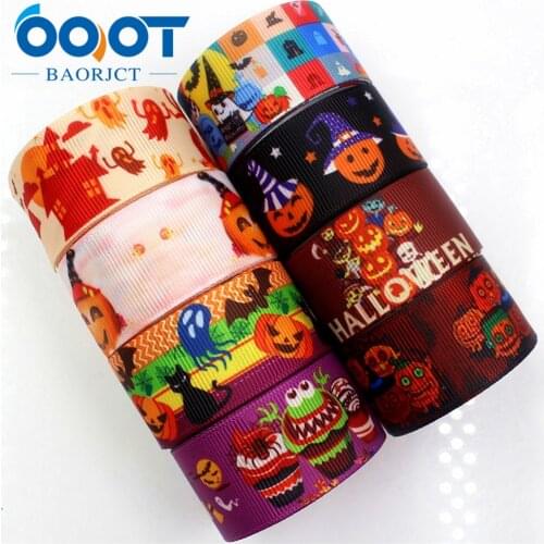 OOOT BAORJCT 178172 25mm 10 yards Halloween Ribbons Thermal transfer Printed grosgrain Wedding Accessories DIY handmade material
