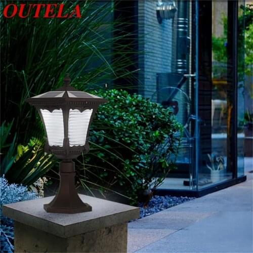 OUTELA Solar Wall Lamp Outdoor LED Modern Post Light Pillar Waterproof For Home Patio Porch Garden Courtyard Villa Lawn Lamp