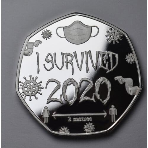 I SURVIVED 2020 Commemorative badge Collectors Medal with Transparent Box Souvenir Gift Jewelry Making Home DIY Accessories