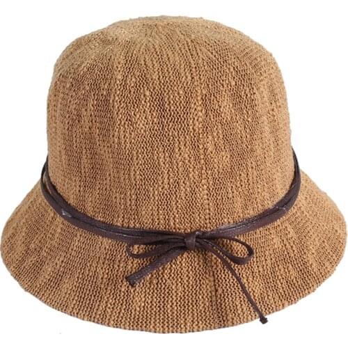 Women Sun Bucket Hat Belt Pure Fisherman Straw Hats Visor Breathable Travel Vacation Caps Protection Cotton Female Cap CP0244