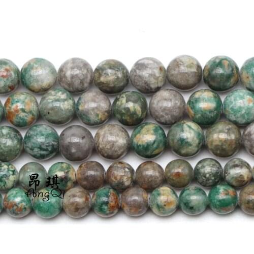 Natural Africa Green Stone Round Loose Beads 4 6 8 10 12mm Pick Size Spacer Beads For Jewelry Making Bracelet Necklace 15inches