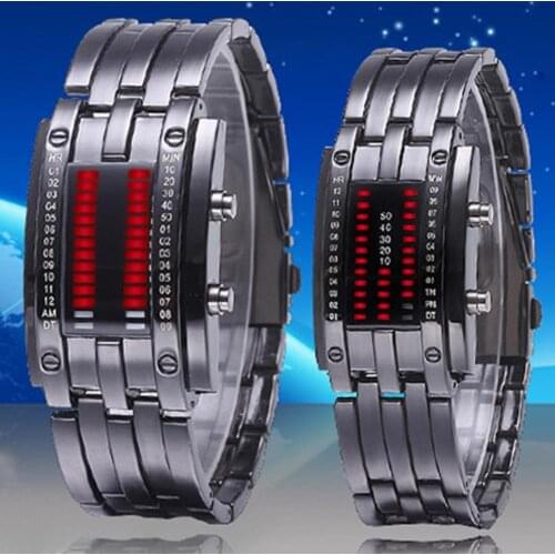 Luxury Watch Lovers Unisex Stainless Steel Blue Luminous LED Electronic Display Sport Watches Fashion Reloj Mujer Relogio Femini