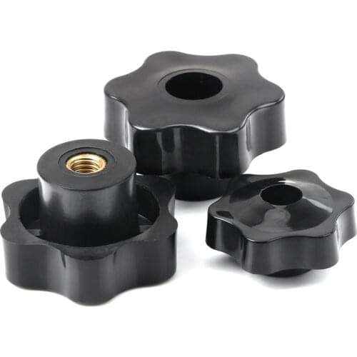 Knob Hand Nut M5 M6 M8 M10 Plum Bakelite hand tighten nuts Through hole nut Handle Star Black Thumb Clamping Nut Nuts
