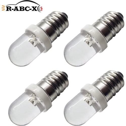 RUIANDSION 4Pcs E10 LED Machine Equipment Signal Light Instrument Warning Work Bulb 100Lm F5SMD 48V 55V 120V 6000K 4300K Screw