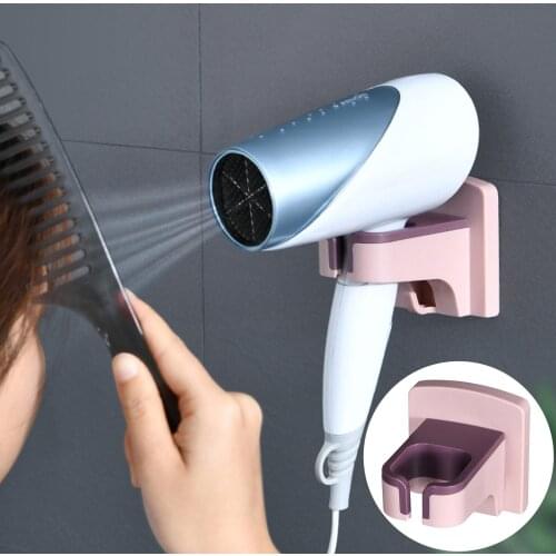Punch-Free Self Adhesive Home Bathroom Hair Dryer Holder Organizer Storage Rack