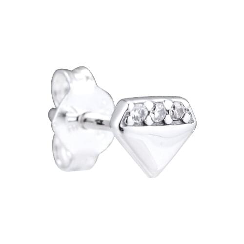 CKK My Bright Diamond Single Stud Earrings Pendientes Kolczyki Aretes de Mujer Earing For Women 925 Sterling Silver Jewelry