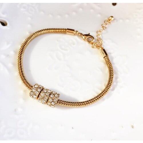 Gold color rhinestone beads strand bracelet for women jewelry accessories drop ship ok fj611