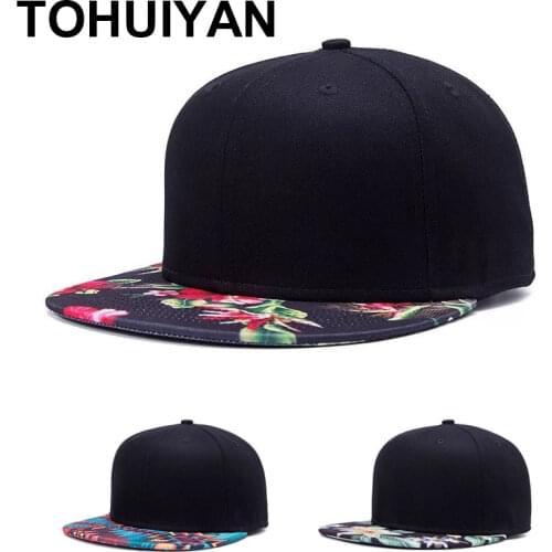 TOHUIYAN Floral Snapback Cap For Women Fashion Gorras Mujer Hip Hop Caps Flat Brim Baseball Hat Men Bone Streetwear Sports Caps