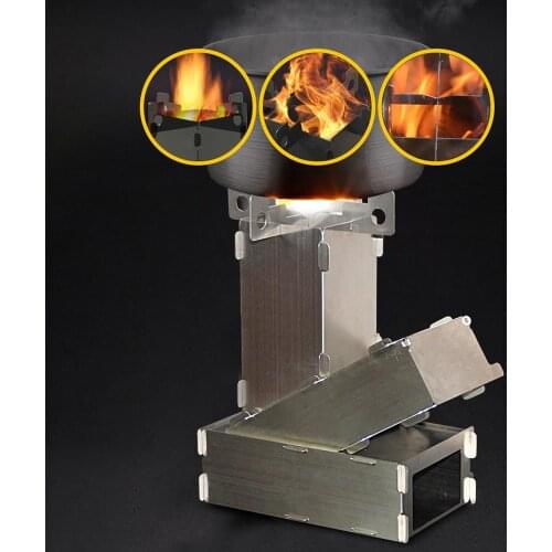 Camping Rocket Stove Outdoor Portable Picnic Camping Cook Stove Stainless Steel Stove Picnic Cooking Burners Survival Cooking