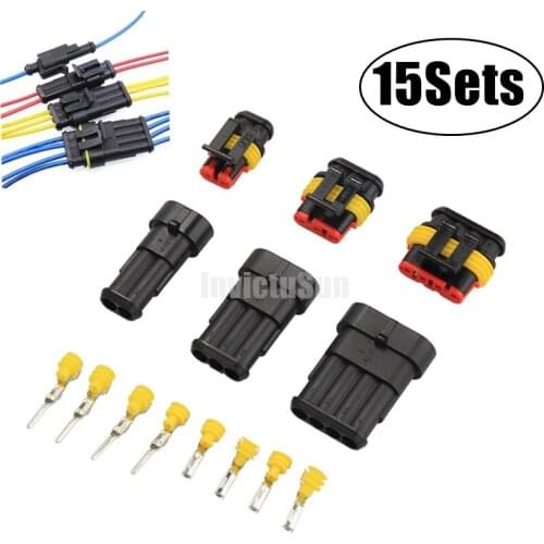 15Sets Waterproof 2/3/4Pin Way Seal Quad Bike 12A IP68 Electrical Automotive Wire Connector Plug Terminals Truck Car
