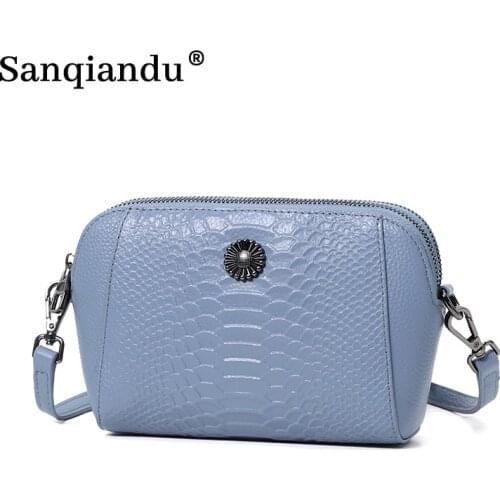 100% Genuine Leather Crossbody Bag for Women Luxury Handbag Phone Purse Alligator Girsl Messenger Bag Small Shoulder Bags Ladies