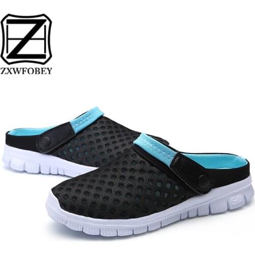 ZXWFOBEY Men-Women Slip-On Breathable Mesh Shoes Couples Sport Slippers Beach Sandals