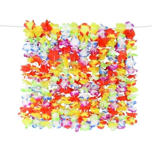 10pcs Colorful Hawaiian Garland Flower Necklace for Summer Tropical Luau Hawaii Party Decoration Beach Wedding Party Supplies