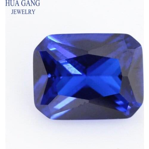 113# Blue Octangle Shape Princess Cut Synthetic Spinel Stone For Jewelry Size 3x5mm~10x14mm