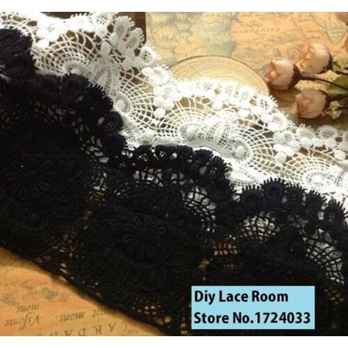 HOT New 2yards/pack 11cm/4'' White/Black/Beige Lace Fabric Water Souble Embroidered Lace DIY Accessory Drop Shipping Z813