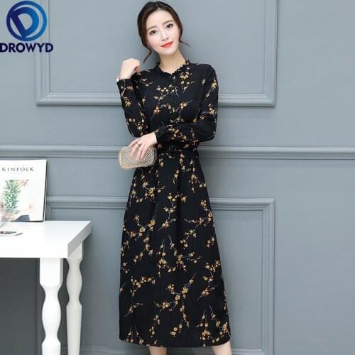 2021 Summer New Black Floral Vintage Dress Plus Size Midi Dresses Korean Elegant Women Party Long Sleeve Bodycon Party Vestidos