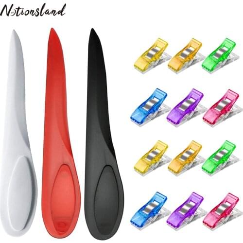 3Pcs Point Tuner Seam Creaser Creases Sewing Tool with 20pcs Fabric Clips for Sewing Quilting Plastic Sewing Marker Supplies