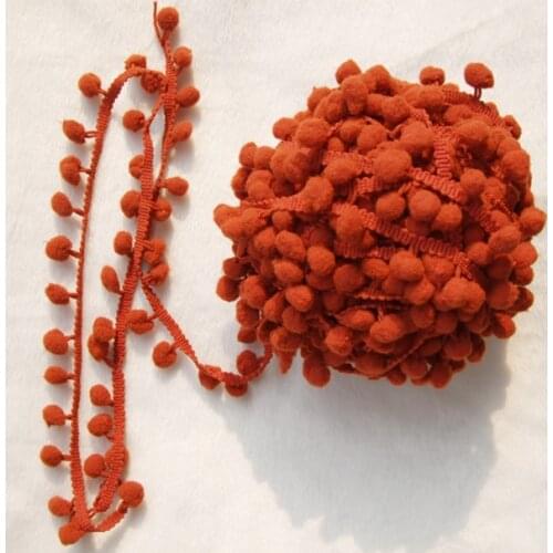 5 yards cute rust red color polyester PomPom fringe trim draper ball Accessories sew 0.8" ball