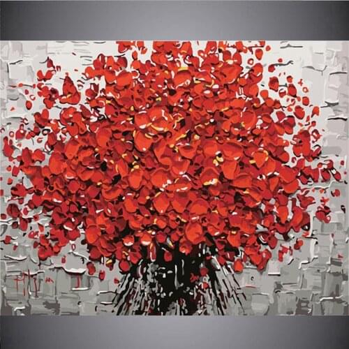 5D Diy diamond painting Frameless red flower digital by numbers acrylic paint abstract modern wall painting for home decor Gift