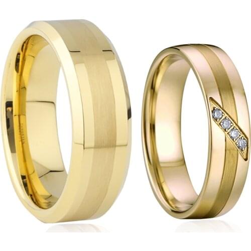 8mm Gold Color Tungsten carbide Ring mens jewelry 6mm Titanium Steel wedding rings for women Anniversary Marriage Gift