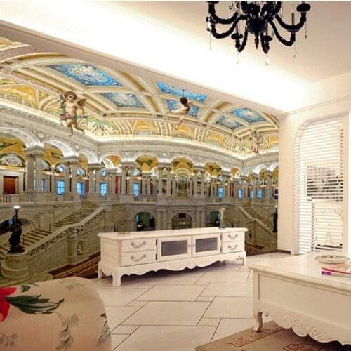 Latest custom 3D large mural,3 d european-style luxury palace angels ,living room tv background bedroom wall wallpaper