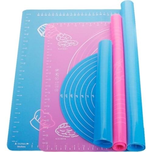 Large Silicone Mat High Temperature Kneading Pad Circular Cutting Board with Scale Thickening Non-slip Non-stick Baking Tool