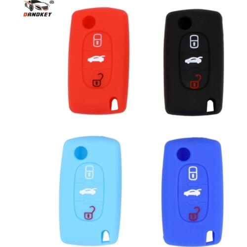 Dandkey 10PCS/LOT Silicone Car Key Cover Case Shell for Peugeot 206 208 207 3008 308 508 408 407 307 4008 Key Case 3 Buttons
