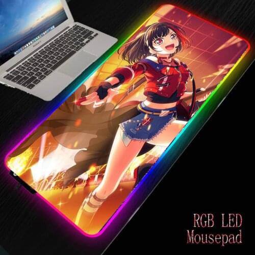 XGZ BanG Dream MinatoYukina Anime RGB Mouse Pad Large Mousepad Gamer Led Computer Mousepad Big Mouse Mat with Carpet Desk Mat