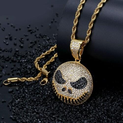 Fashion jack skellington cartoon pendant European and American Hiphop micro inlaid zircon necklace
