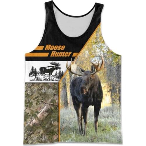 Summer Men vest 3D t shirt Moose Hunting Printed Harajuku Sleeveless T-shirt Unisex Tank tops Wholesale and Drop shipping