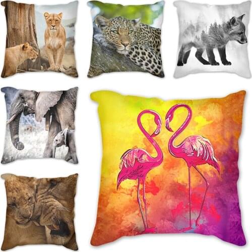 Wolf horse bear eagle deer lion leopard flamingo Pillows Case Super Soft Print Cushion Cover Living Room Decoration Home Decor