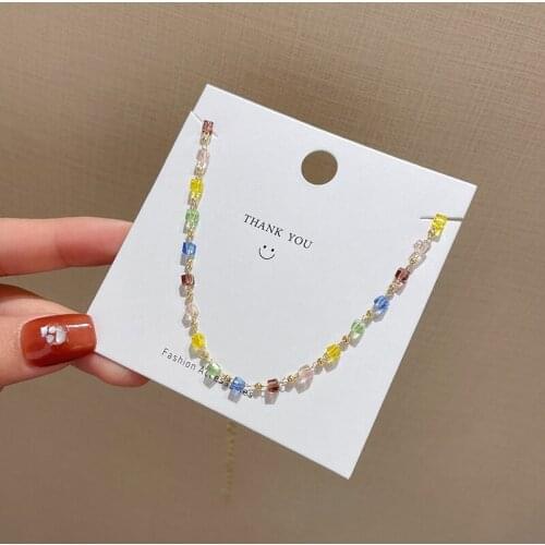 Fashion female Bohemia summer Colorful Necklace simple temperament crystal clavicle chain necklace jewelry