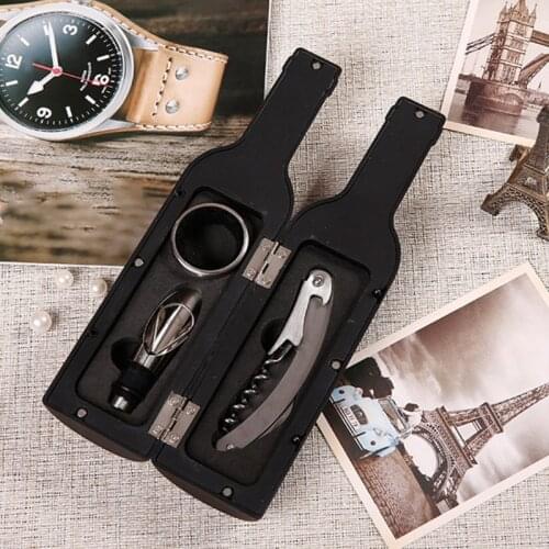 Wine Bottle Opener Stopper Set with Bottle/Cup Shape Storage Case Stainless Pour 37MF