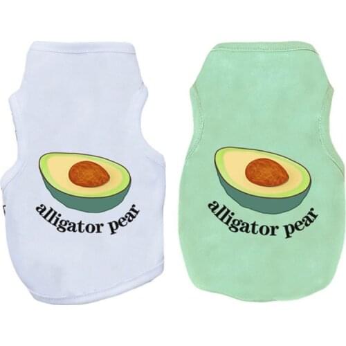 Pet Dog Clothes Cat Doggys Sleeveless With Cartoon Avocado New Summer Printed Breathable Thin Puppy T-shirt For Pet Clothing