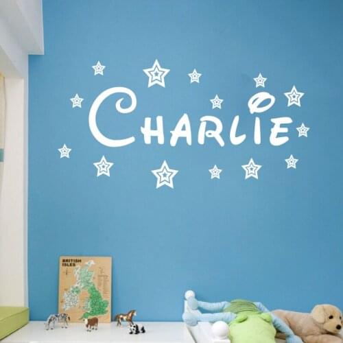 Personalised Any Name wall sticker decal Boys Girls with Stars childrens nursery Kids Bedroom Home Decor